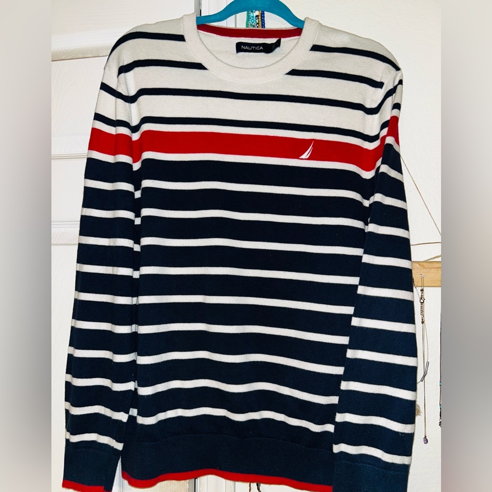 Nautica Men's Crewneck Sweater - Navy, White, Red